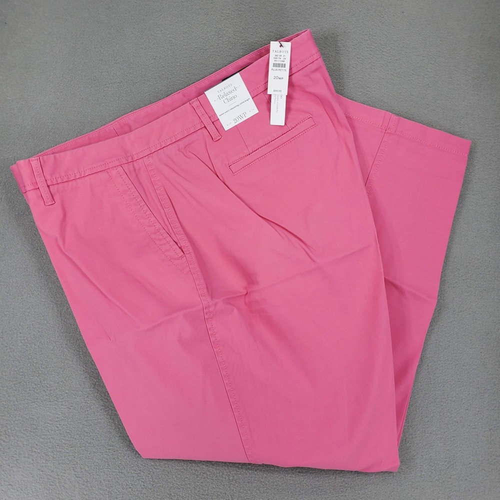 Talbots Relaxed Chino Pants Women 20WP Pink Ankle Length Plus Petite NEW
